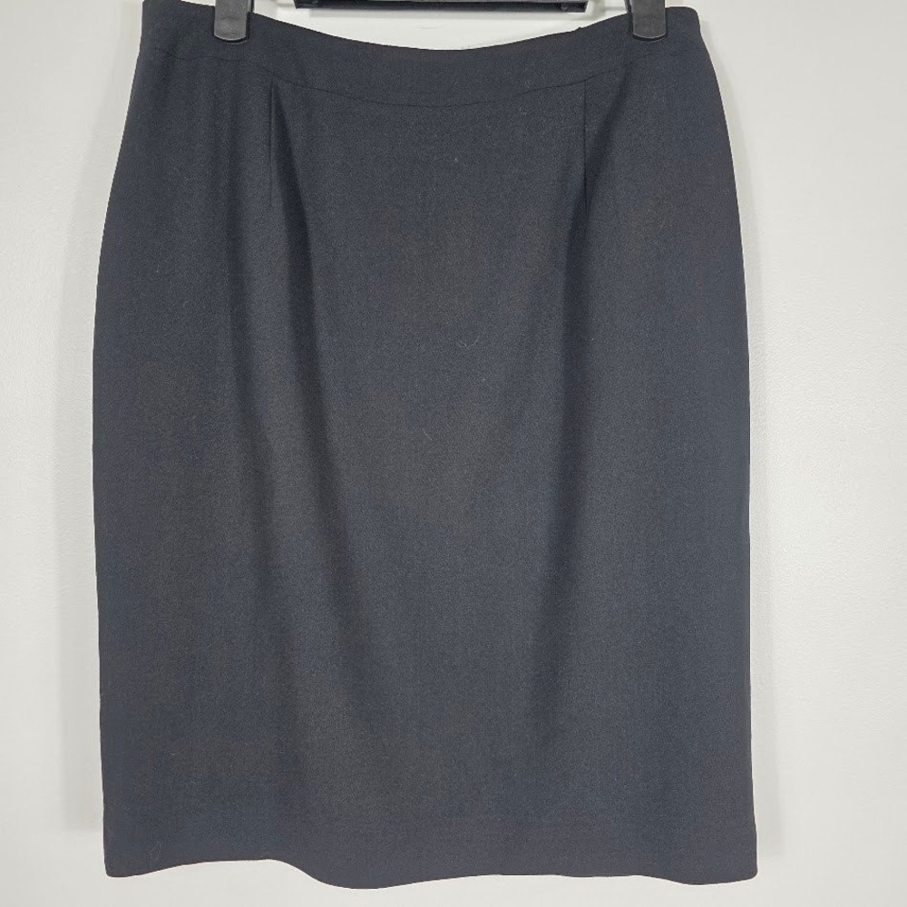 Tahari Classic Wool Black Pencil Skirt 10 Business Casual Work Professional Of